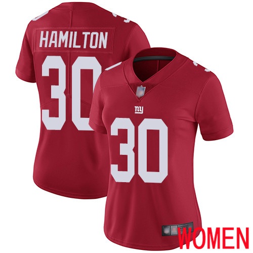 Women New York Giants #30 Antonio Hamilton Red Limited Red Inverted Legend Football NFL Jersey